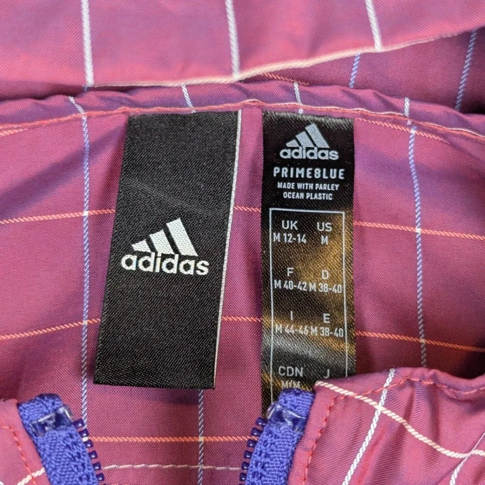 Adidas‎ Primeblue Iridescent Grid Windbreaker Jacket Purple Pink Mens Medium